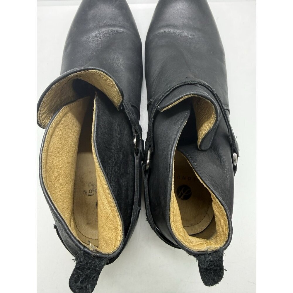 Hudson London Men’s Chelsea Ankle Boot Eu 44/Us 11 Black Leather Strappy Pull On — image 7 of 8